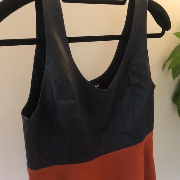 3/$25 Leather look colorblock tank in peplum style - Picture 3 of 4